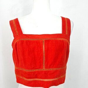 Stle Rack Tangerine Orange Crochet Cropped Tank Top Square Neck Women's Size L